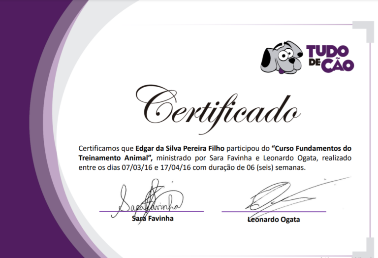 Certificado Tudo de cão